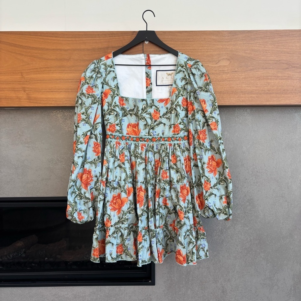 NWT AGUA BY AGUA BENDITA AVENA PEONIA ATARDECER MINI DRESS, SIZE M - Picture 11 of 16